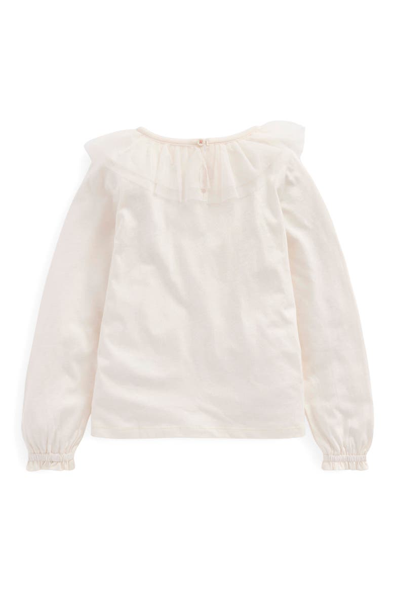 Kids' Tulle Accent Cotton Jersey Top, Alternate, color, SOFT IVORY