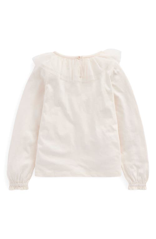 Mini Boden Kids' Tulle Accent Cotton Jersey Top In White