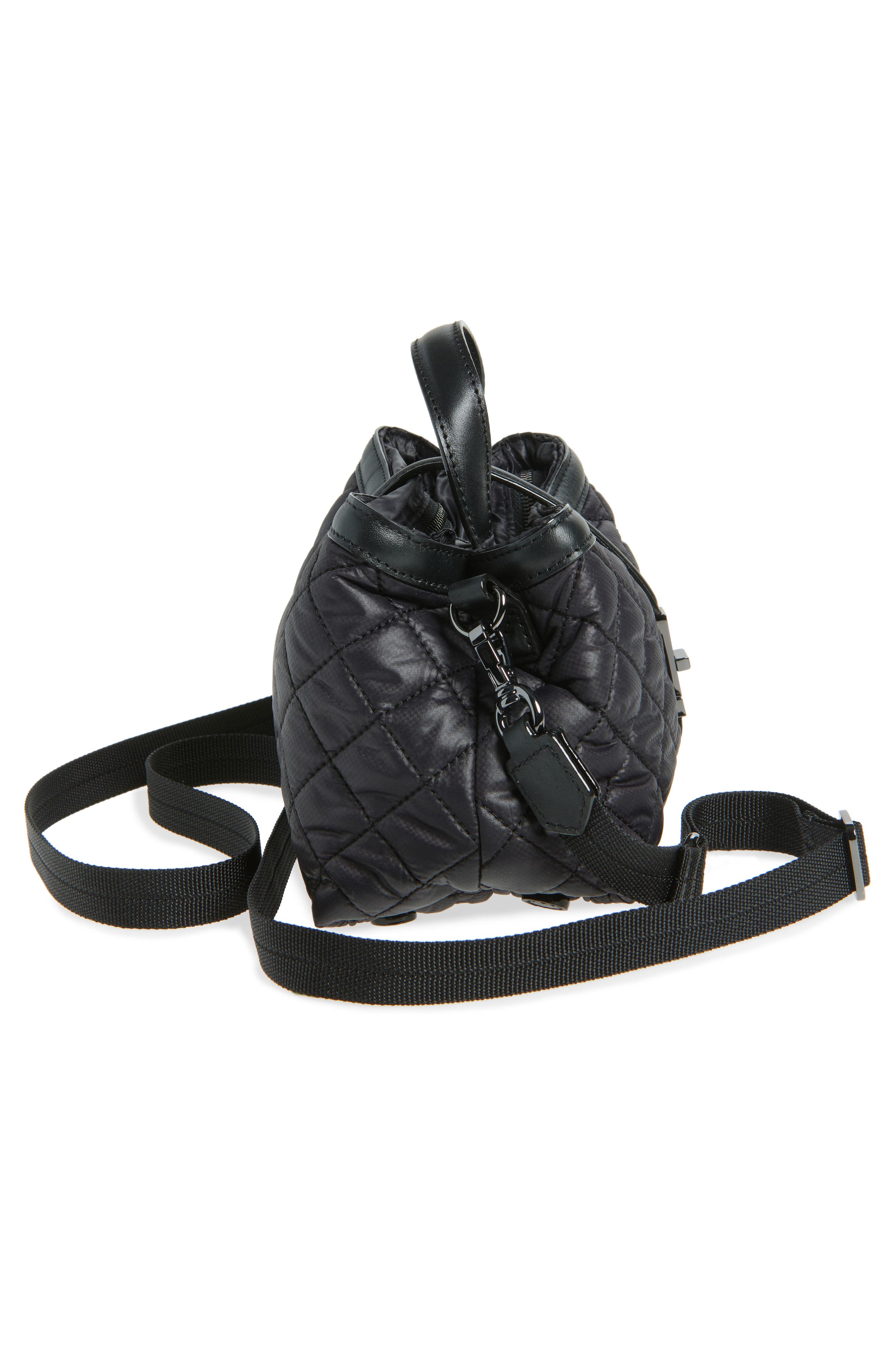 MZ Wallace Mini Astor Diamond Quilted Top Handle Bag, Alternate, color, Black