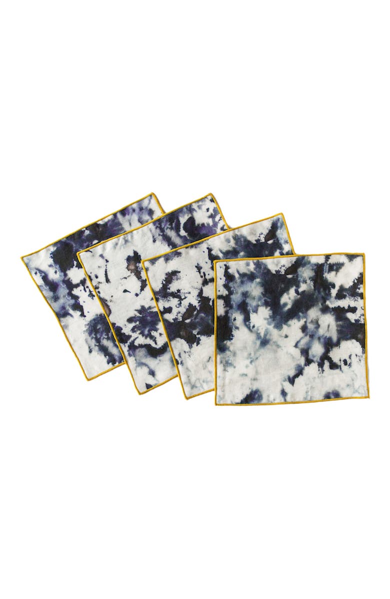 Goldie Home Grey Marble Cocktail Napkins, Main, color, Gold Trim