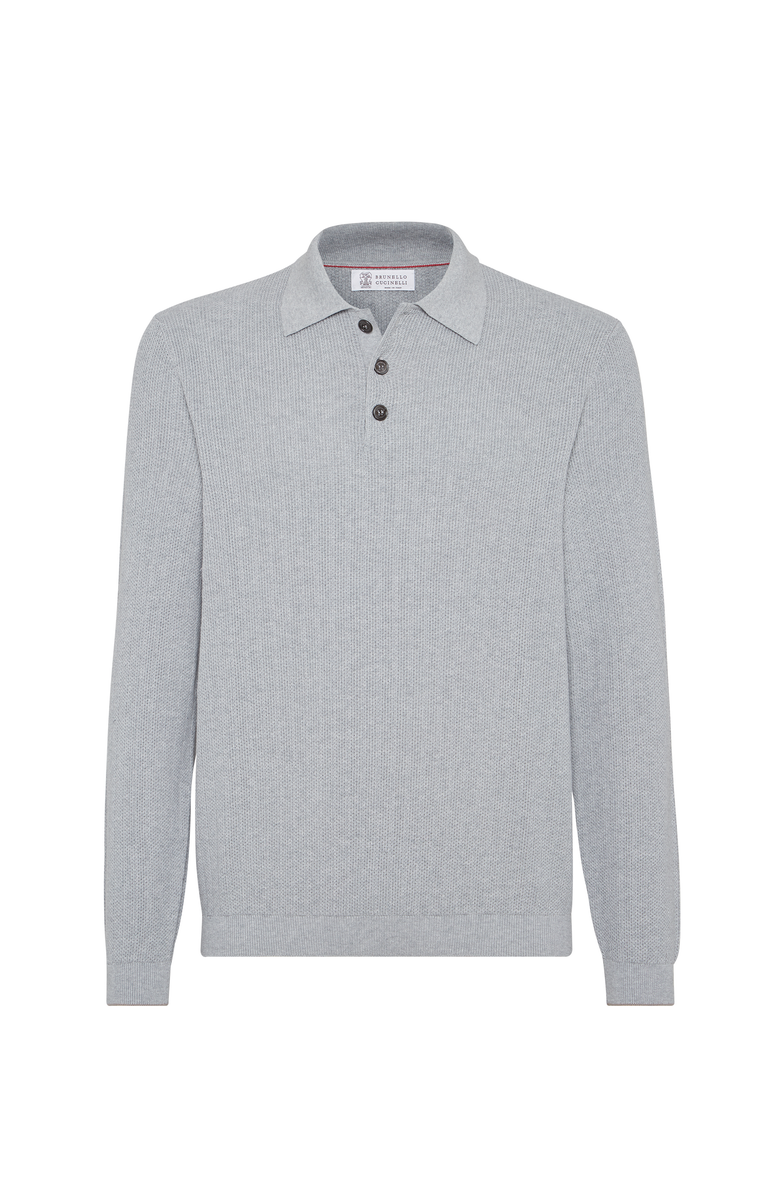 Brunello Cucinelli Rib knit polo, Main, color, Grey
