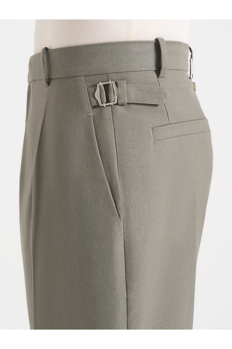 Dorian Twill Pleated Linen Trousers, Alternate, color, Khaki