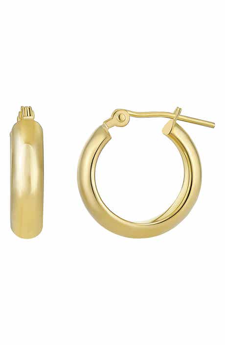 14k Gold Half Round Hoop Earrings