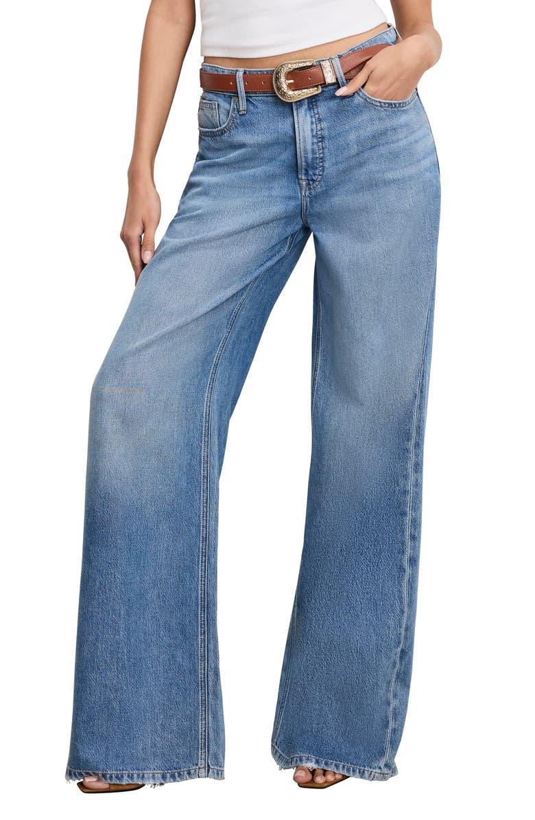 Good American Weightless Good Standard Ease Wide Leg Jeans, Main, color, 