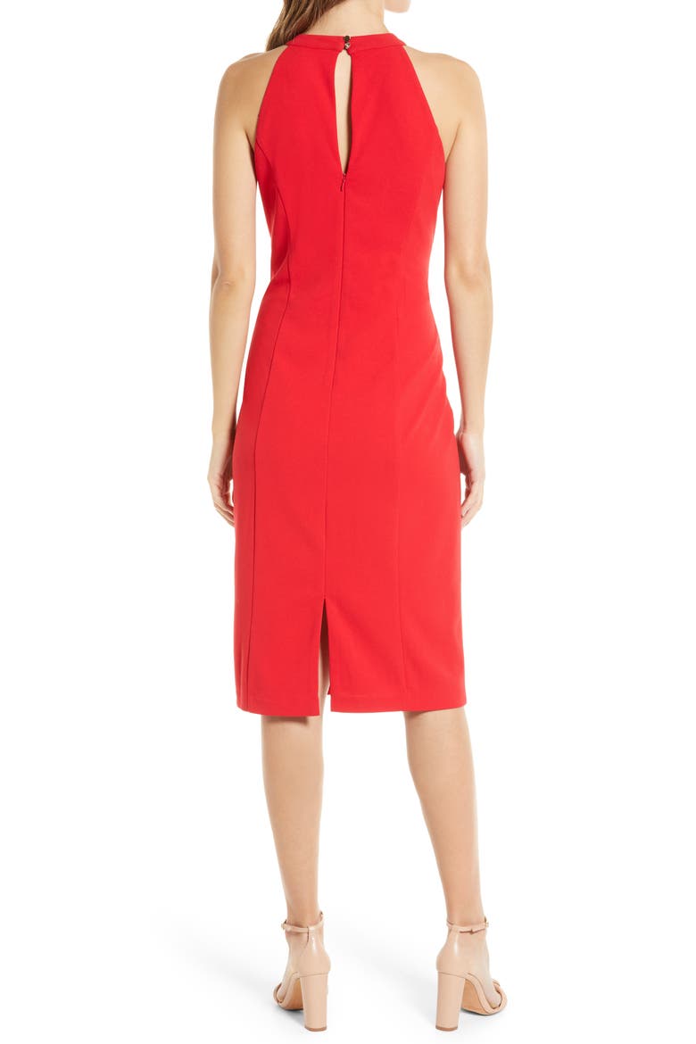 Twist Neck Sheath Dress, Alternate, color, RED