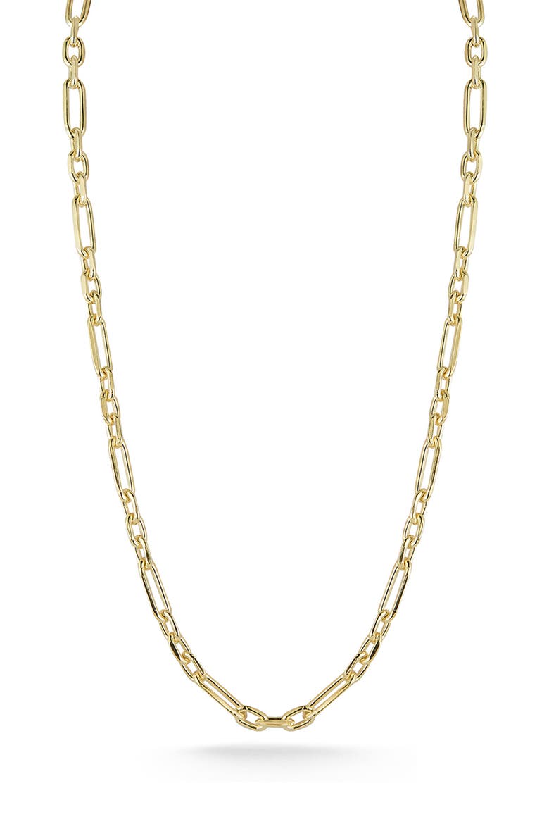 14K Gold Plate Sterling Silver Figaro Chain Necklace, Main, color, YELLOW GOLD
