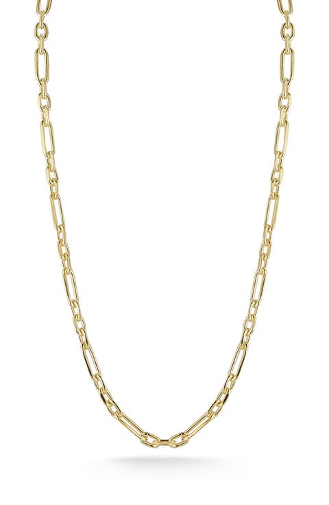 14K Gold Plate Sterling Silver Figaro Chain Necklace