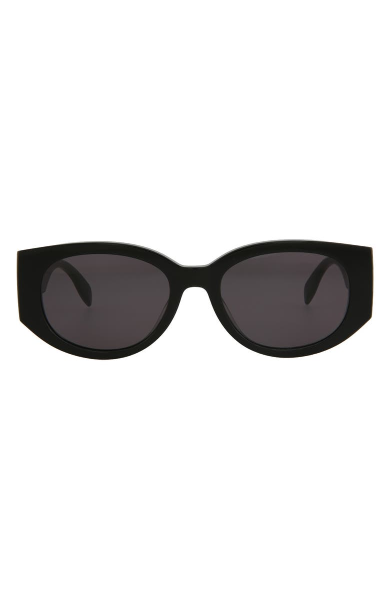 McQueen 54mm Round Sunglasses, Main, color, Black Black Grey