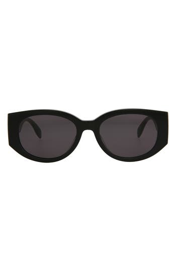 Alexander Mcqueen Mcqueen 54mm Round Sunglasses In Black Black Grey
