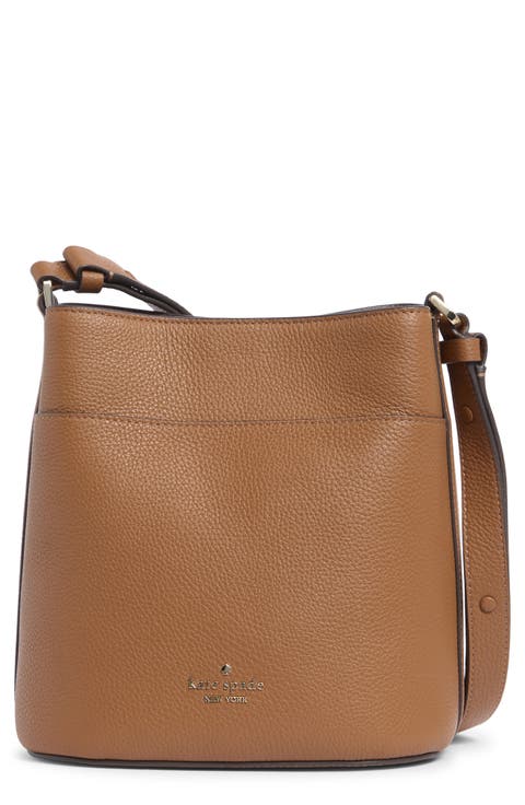 leila pebbled leather small bucket bag