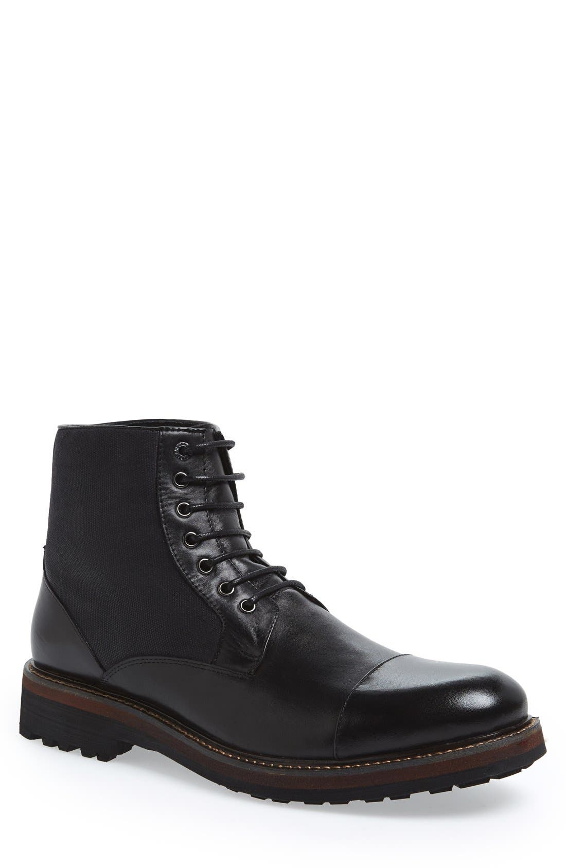 'Northstar' Cap Toe Boot, Main, color, BLACK