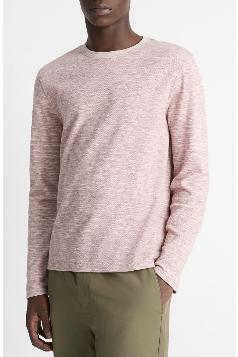 Long Sleeve Double Knit Crewneck T-Shirt, Alternate, color, MALBEC/OFF WHITE