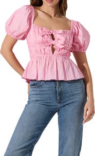 ASTR the Label Smocked Peplum Shirt