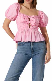 ASTR the Label Smocked Peplum Shirt