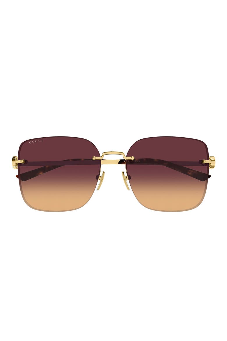 GG2229SA 60mm Polarized Gradient Butterfly Sunglasses, Main, color, GOLD/ BURGUNDY OMBRE