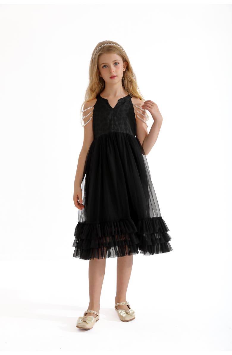 Tulleen Tripoli Dress, Main, color, Black