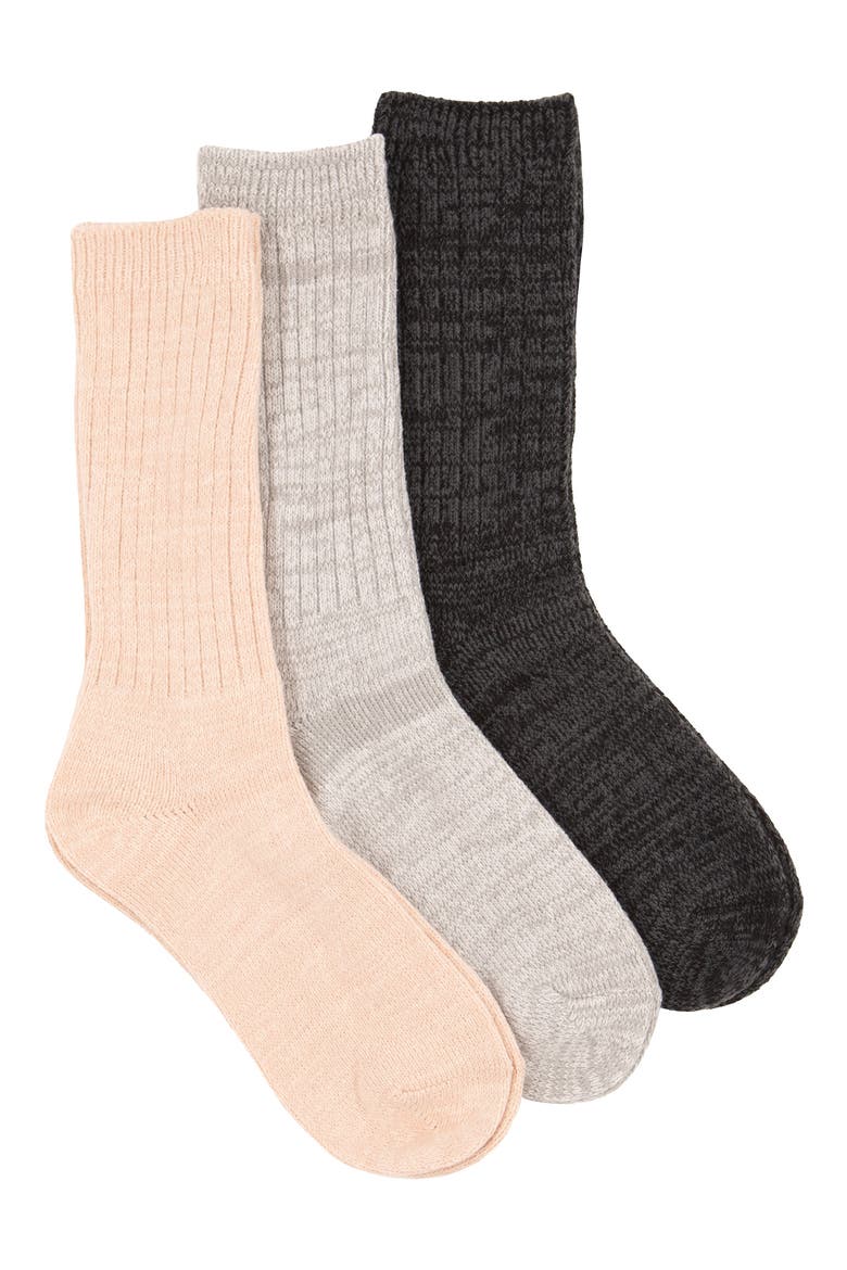 Assorted 3-Pack Crew Socks, Main, color, BLACK/ GREY/ BEIGE