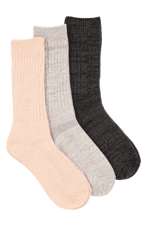Felina Assorted 3-pack Crew Socks In Black/grey/beige