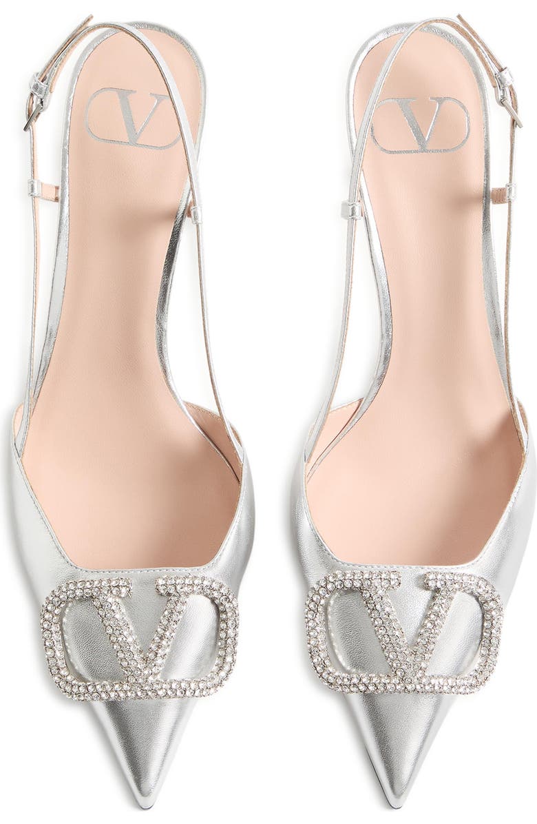 Valentino Garavani Crystal VLOGO Slingback Pump, Alternate, color, Silver