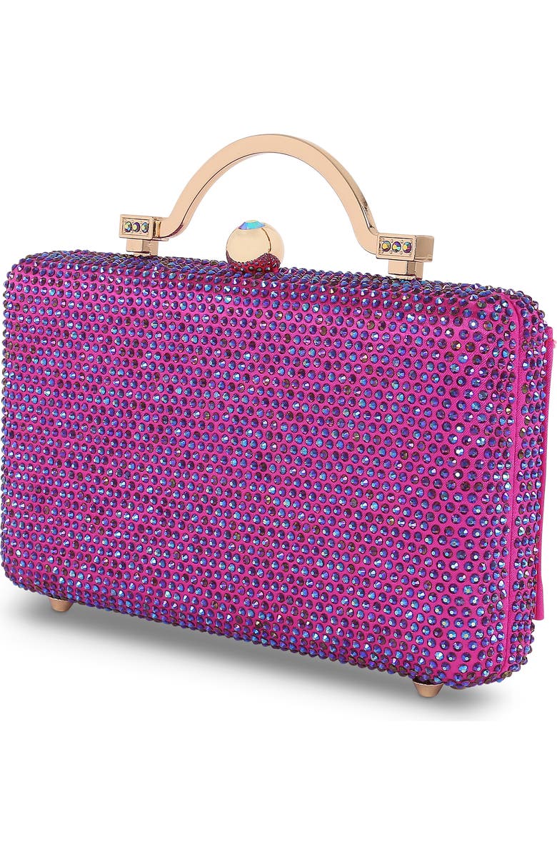 Jewel Badgley Mischka Jude Crystal Minaudiere with Outer Pocket, Alternate, color, Neon Pink