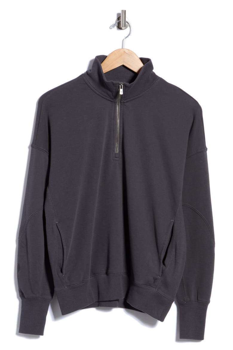 Rib Panel Quarter Zip Terry Pullover, Alternate, color, NINE IRON