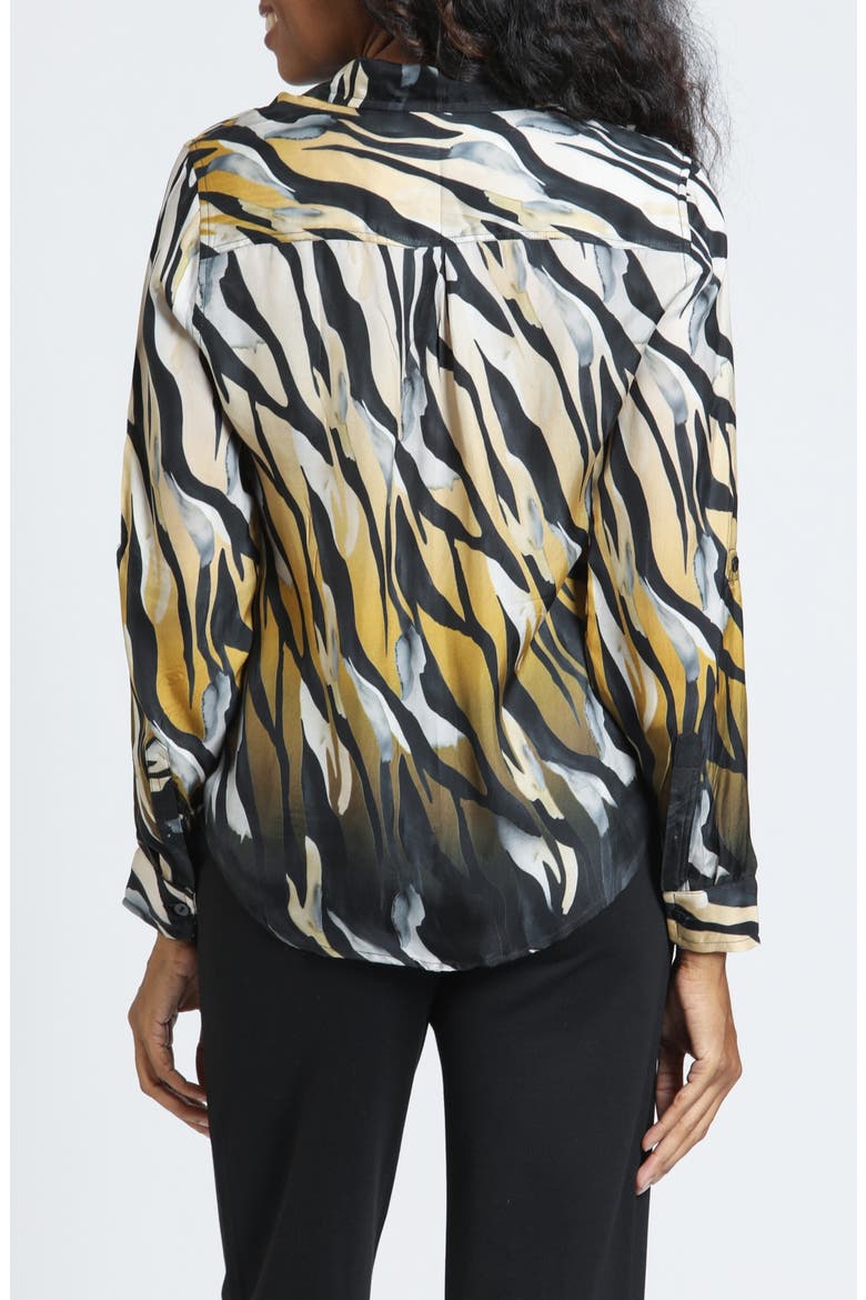 Cupro Button-Up Shirt, Alternate, color, GILDED OBSIDIAN