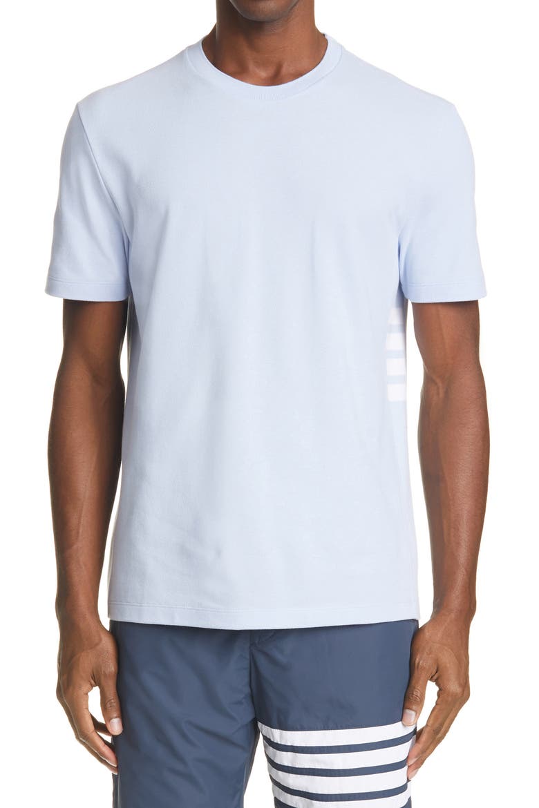 4-Bar Back Stripe Piqué T-Shirt, Main, color, LIGHT BLUE