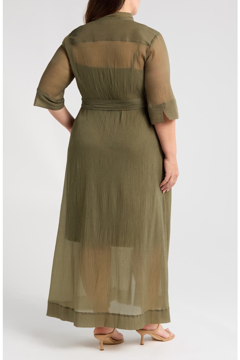 Chiffon Maxi Shirtdress, Alternate, color, OLIVE