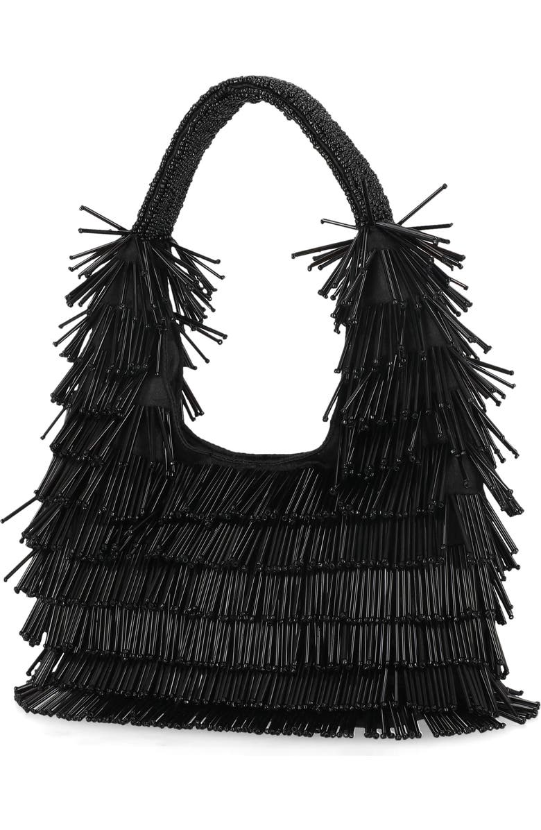 Jessica McClintock Jelena Beaded Hobo Shoulder Bag, Alternate, color, Black