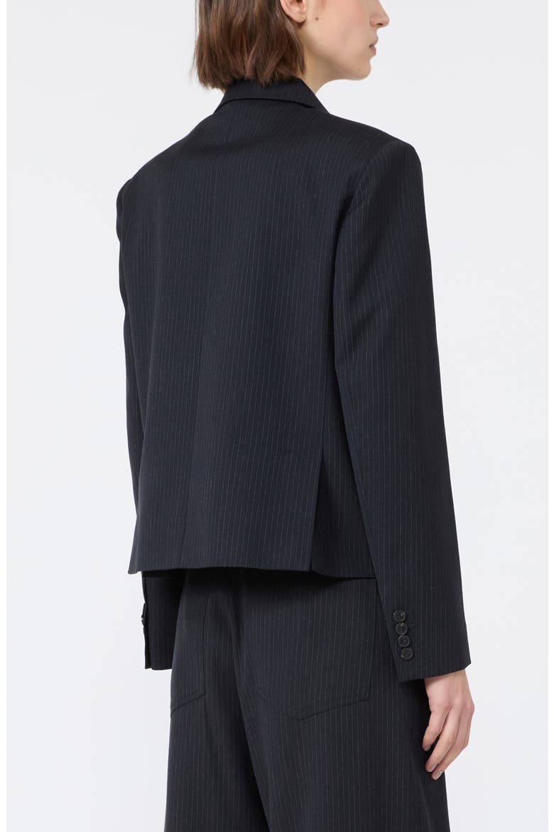Pinstripe Wool Blend Cropped Blazer, Alternate, color, NAVY