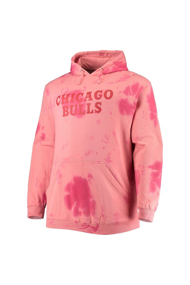 Men's Fanatics Branded Red Chicago Bulls Big & Tall Wordmark Cloud Dye Pullover Hoodie, Alternate, color, Red