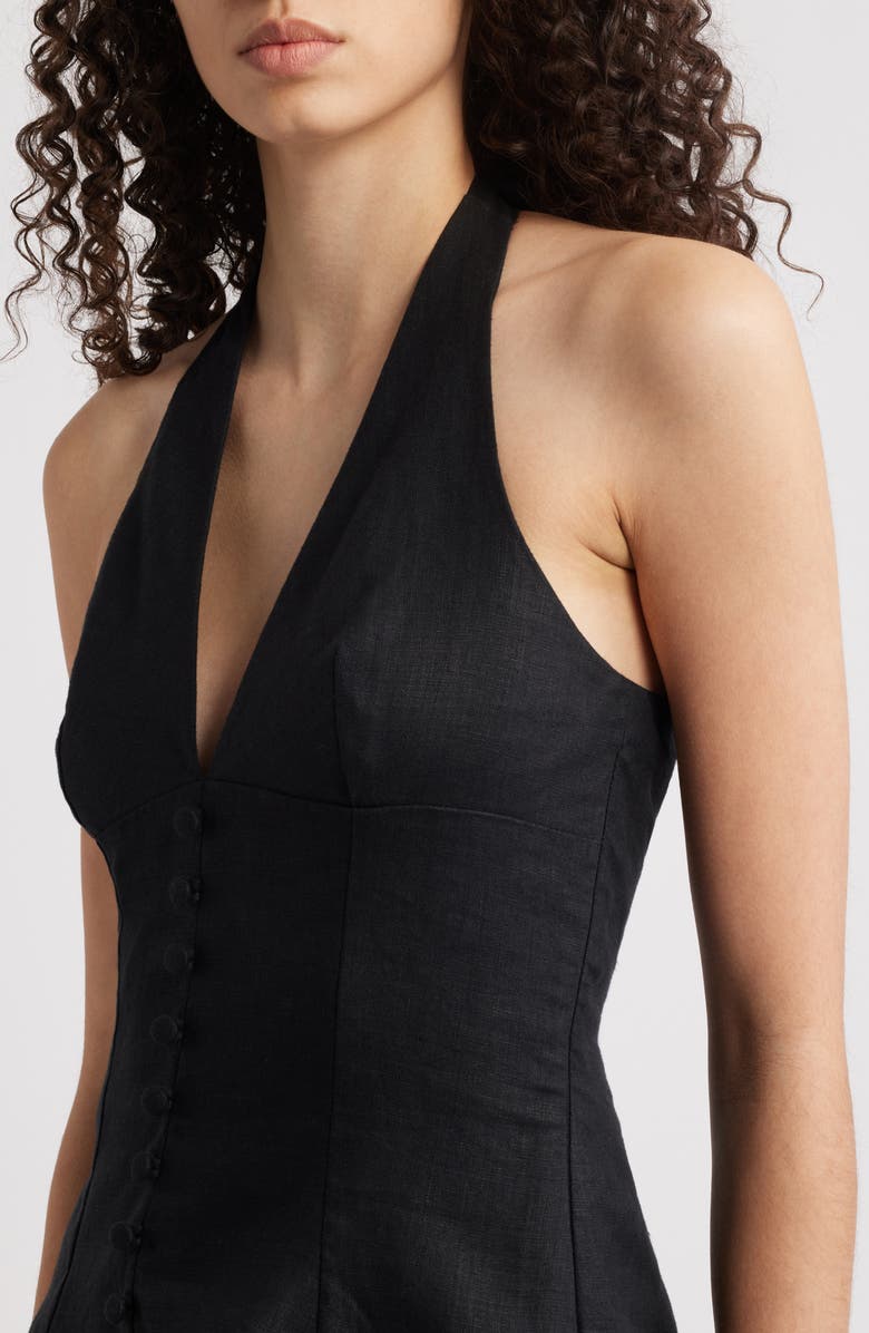 Faithfull the Brand Marie Linen Halter Top, Alternate, color, Black