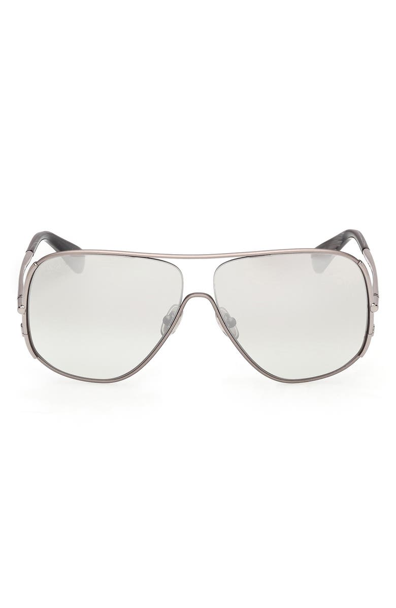 Max Mara 60mm Pilot Sunglasses, Main, color, Ruthenium Black Horn / Smoke
