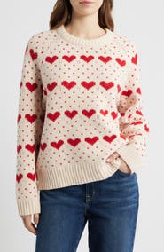 THE GREAT. The Intarsia Heart Wool Blend Sweater