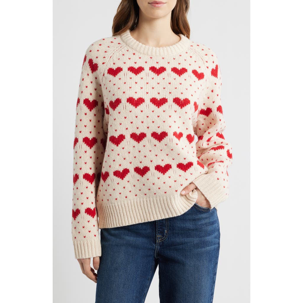 The Great . The Intarsia Heart Wool Blend Sweater
