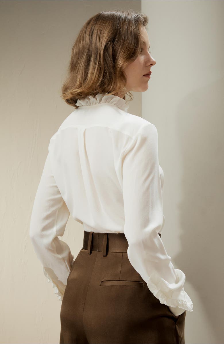 Lilysilk Crêpe de Chine Silk Blouse with Ruffle Edge, Alternate, color, 