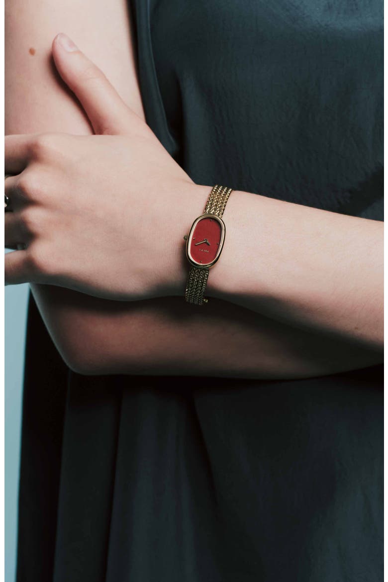 Jane Tethered Mesh Strap Watch, 18mm x 25mm, Alternate, color, GOLD