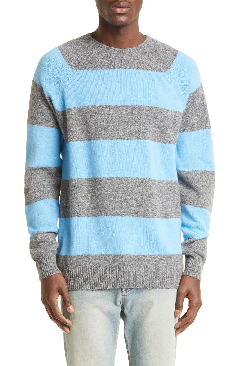 Sunspel Stripe Lambswool Crewneck Sweater, Main, color, 
