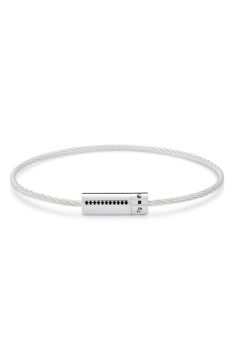 le gramme Men's 7G Polished Sterling Silver & Diamond Cable Bracelet, Main, color, Silver