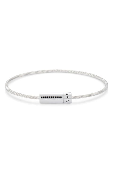Men's 7G Polished Sterling Silver & Diamond Cable Bracelet