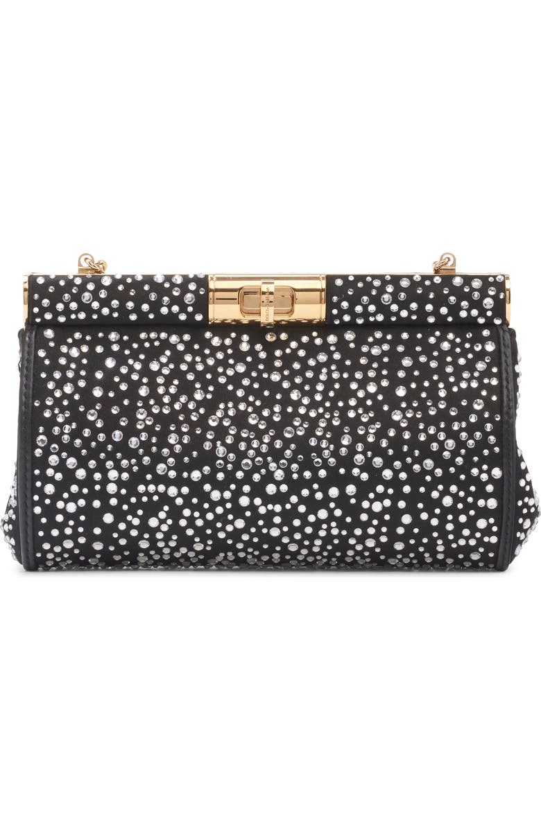 Dolce&Gabbana Marlene Crystal Embellished Satin Shoulder Bag, Main, color, Crystal/ Nero