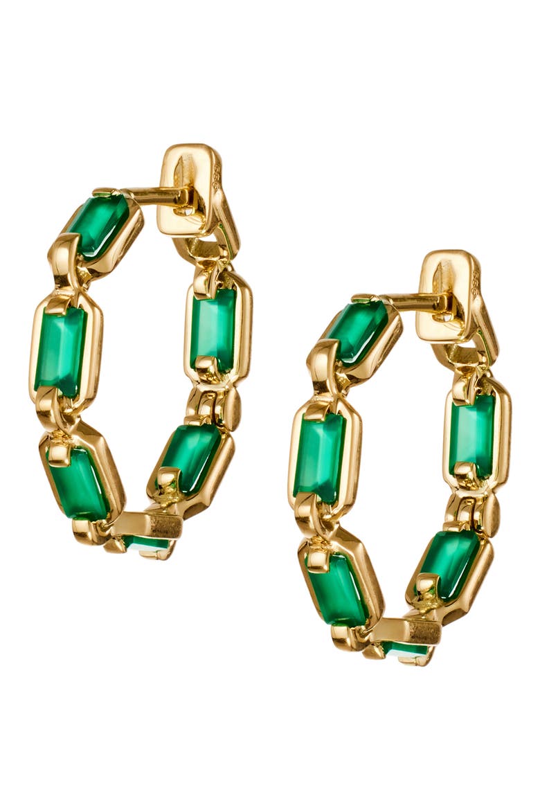 Generosity Agate Hoop Earrings, Main, color, GREEN