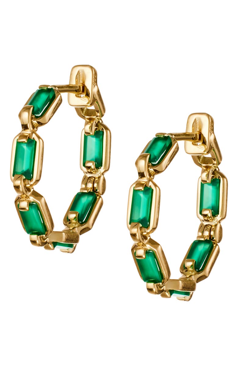 LITO Generosity Agate Hoop Earrings, Main, color, Green