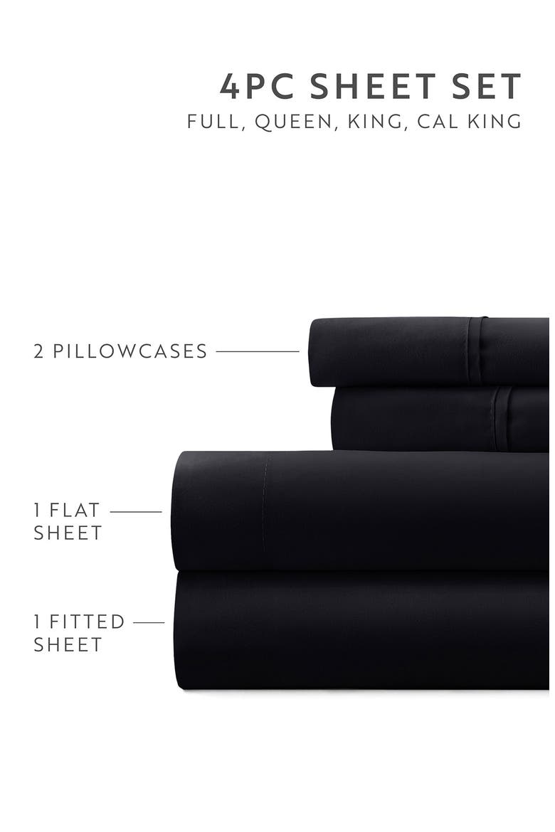 Premium Ultra Soft 4-Piece Bed Sheets Set, Alternate, color, BLACK