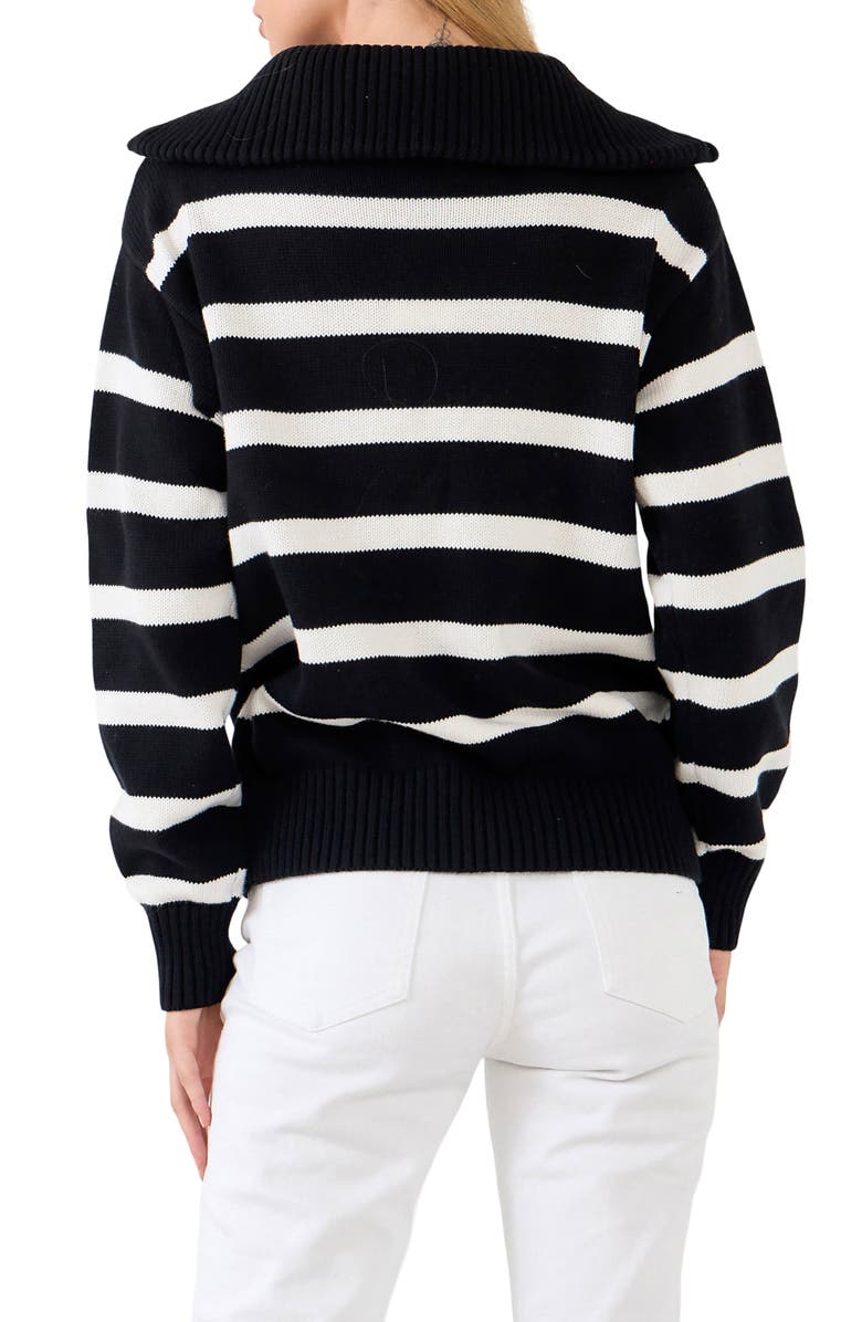 English Factory Stripe Cotton Zip Pullover, Alternate, color, 