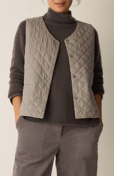 V-Neck Quilted Vest (Regular & Petite)