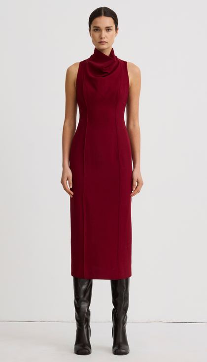 Funnel Neck Midi Dress