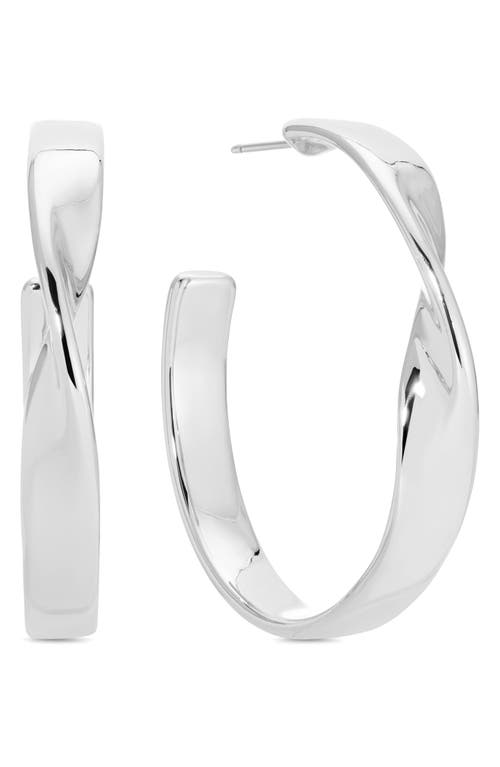 Ettika Heirloom Twist Medium Hoops Earrings In Silver