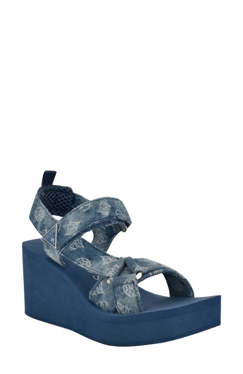 Guess Daysa Slingback Platform Wedge Sandal In Blue
