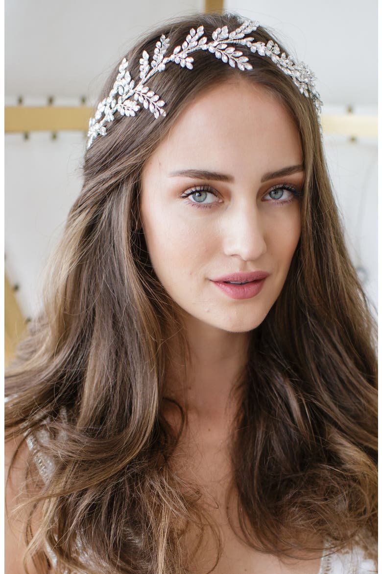 Kira Crystal Halo & Sash, Alternate, color, SILVER